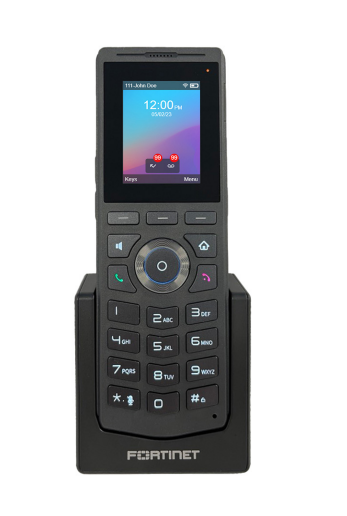 Fortinet FON-W80B FortiFone-W80B black WiFi IP phone in charging dock