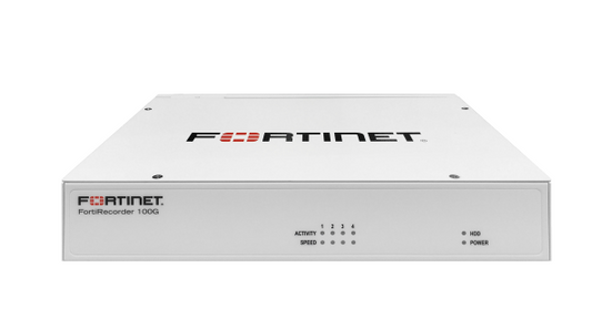 Fortinet FortiRecorder-100G FRC-100G 100G NVR white rectangular device with labeled ports