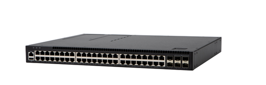 Fortinet FS-AX2630S-48P4XW black L2 switch with 48 PoE+ ports and ventilation