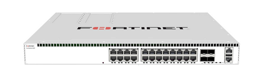 Fortinet FS-AX624F FortiSwitch white switch with 24x5G RJ45 ports, green LEDs