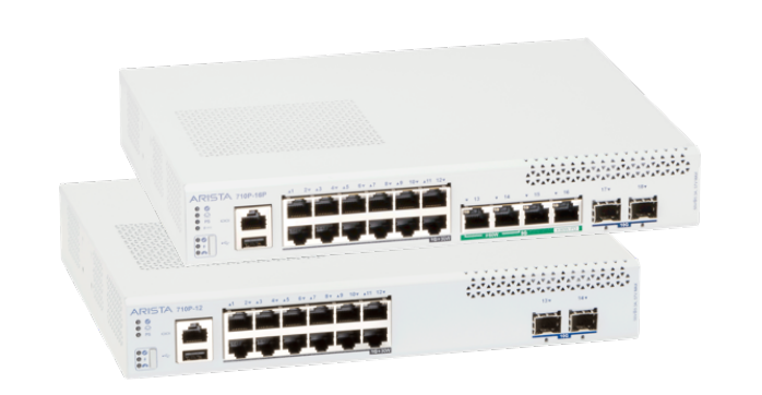 Arista CCS-710P-12 compact switch with white chassis, Ethernet ports, vents