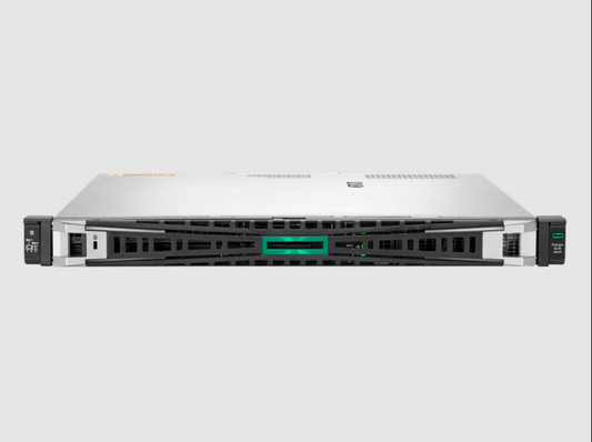 HPE ProLiant DL380 Gen10 server rack unit with black panel and green LEDs