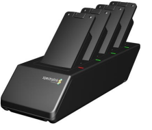 Spectralink CBK87200 PIVOT 8741-53 quad charger with 5 black smartphones, AU plug