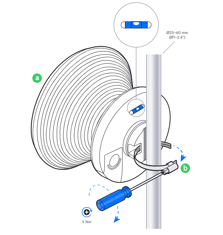 Ubiquiti IS-MB IsoStation silver cable reel with coiled rope and hardware