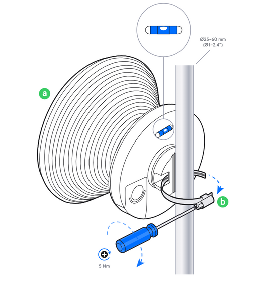 Ubiquiti IS-MB IsoStation silver cable reel with coiled rope and hardware