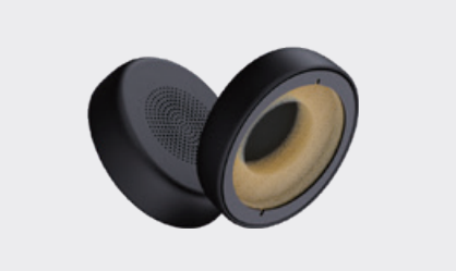 Yealink EC-UH35/UH37-5PR leather ear cushions, black matte with beige ring