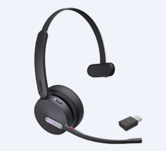 Yealink WH64-H-M-MS black DECT mono headset with mic arm and USB dongle