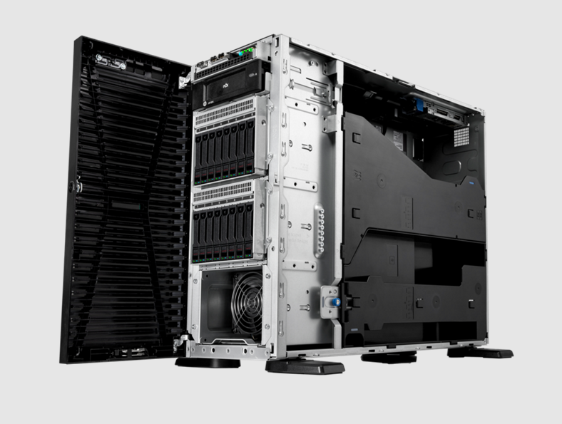 HPE ML110 Gen11 silver black server rack with drive bays fans cabling