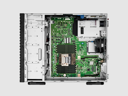 HPE ML110 Gen11 silver server chassis with green motherboard and cooling