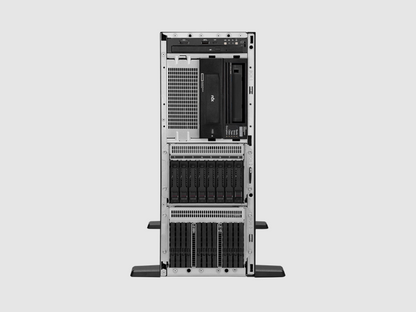 HPE ML350 Gen12 black silver server tower with open chassis and drive bays