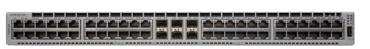 Arista DCS-7020TR-48-F gray metal switch with 48 RJ45 ports, 6 SFP+