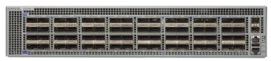 Arista DCS-7170-64C-F 64x100GbE switch gray metal rack front view