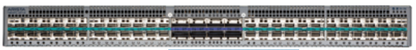 Arista DCS-7280SR3-48YC8-F gray switch with ports and green lights
