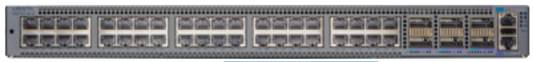 Arista DCS-7280TR3-40C6-F gray metal server rack rear with ports and lights