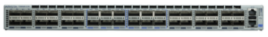 Arista DCS-7280QR-C36-F gray metal switch with ports and blue LEDs