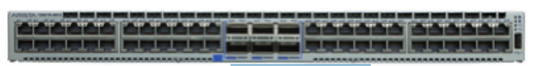 Arista DCS-7280TR-48C6-F gray metal switch with ports and blue lights