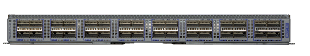 Arista 7300X3 32-port 100GbE QSFP line card in gray server rack