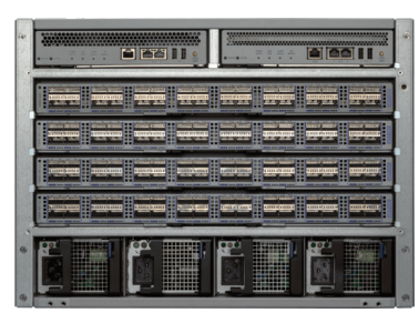 Arista 7324X chassis bundle with silver server rack and hardware components