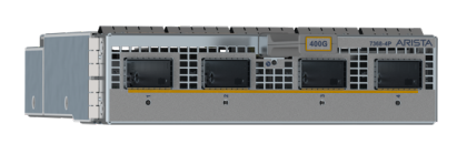 Arista DCS-7368-4P 400GbE OSFP module with gray chassis and yellow 400g label