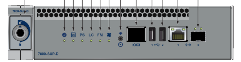 Arista DCS-7800-SUP gray server module with ports and status lights