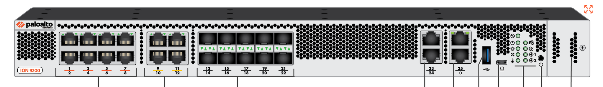 Palo Alto PAN-ION-9200 ION 9200 black network switch with ports