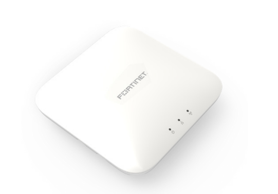 White Fortinet FAP-241k-h Wi-Fi 7 tri-band indoor access point with sleek design and three front indicator lights