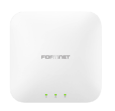 Fortinet fap-231k-h white wireless access point with three green indicator lights wifi 7 tri-band 2x2 mu-mimo 5gbe