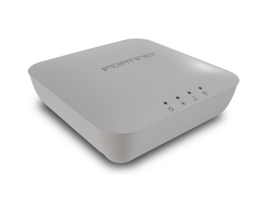 White plastic fortinet fap-221k-h wifi 7 dual-band indoor access point with sleek rectangular design and front indicator lights
