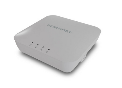 White plastic fortinet fap-221k-h wi-fi 7 dual-band indoor access point with sleek design and five indicator lights