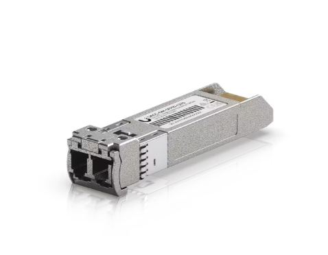 Silver-colored metallic ubiquiti uacc-om-sfp10-1270 10g cwdm sfp+ transceiver module with unifi branding
