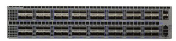 Arista DCS-7260CX-64-F gray metal server rack with ports and vents