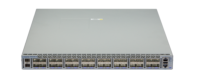 Arista DCS-7050CX3M-32S-F 32-port MACsec switch front panel gray metal rack