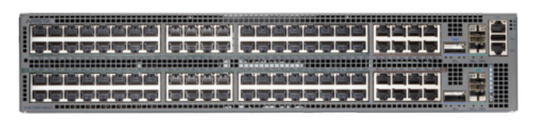 Arista CCS-720XP-96ZC2-4F 96-port PoE switch rear with ethernet ports and vents