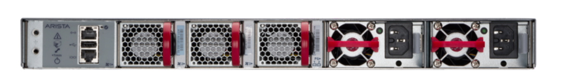 Arista CCS-722XPM-48ZY8-2F silver black switch with red fans 8x25G ports