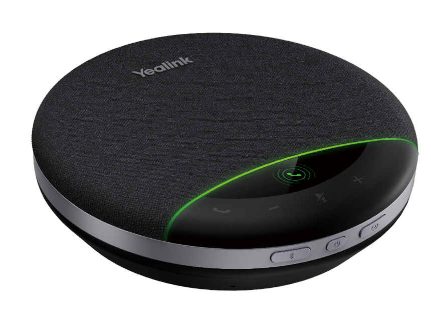 Yealink SP96-C/A black textured round conference phone with glossy control panel