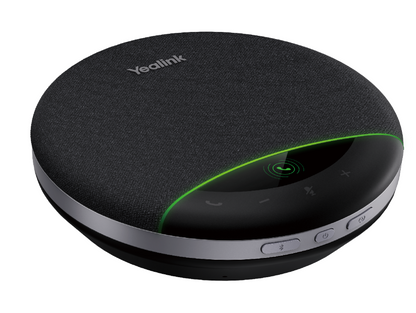 Yealink SP96-C/A black textured round conference phone with glossy control panel