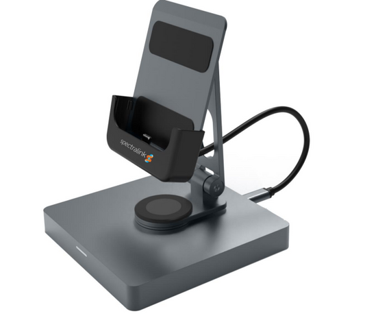 Spectralink ADS9700160 gray wireless charging stand with black accents
