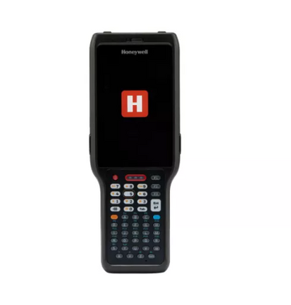 Honeywell CK62 handheld scanner with red logo screen and keypad