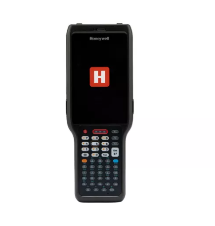 Honeywell CK62 handheld scanner with red logo screen and keypad