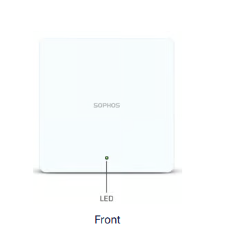 White rectangular sophos ap6 840e plenum-rated wi-fi 6e tri-band access point with single led indicator at bottom center