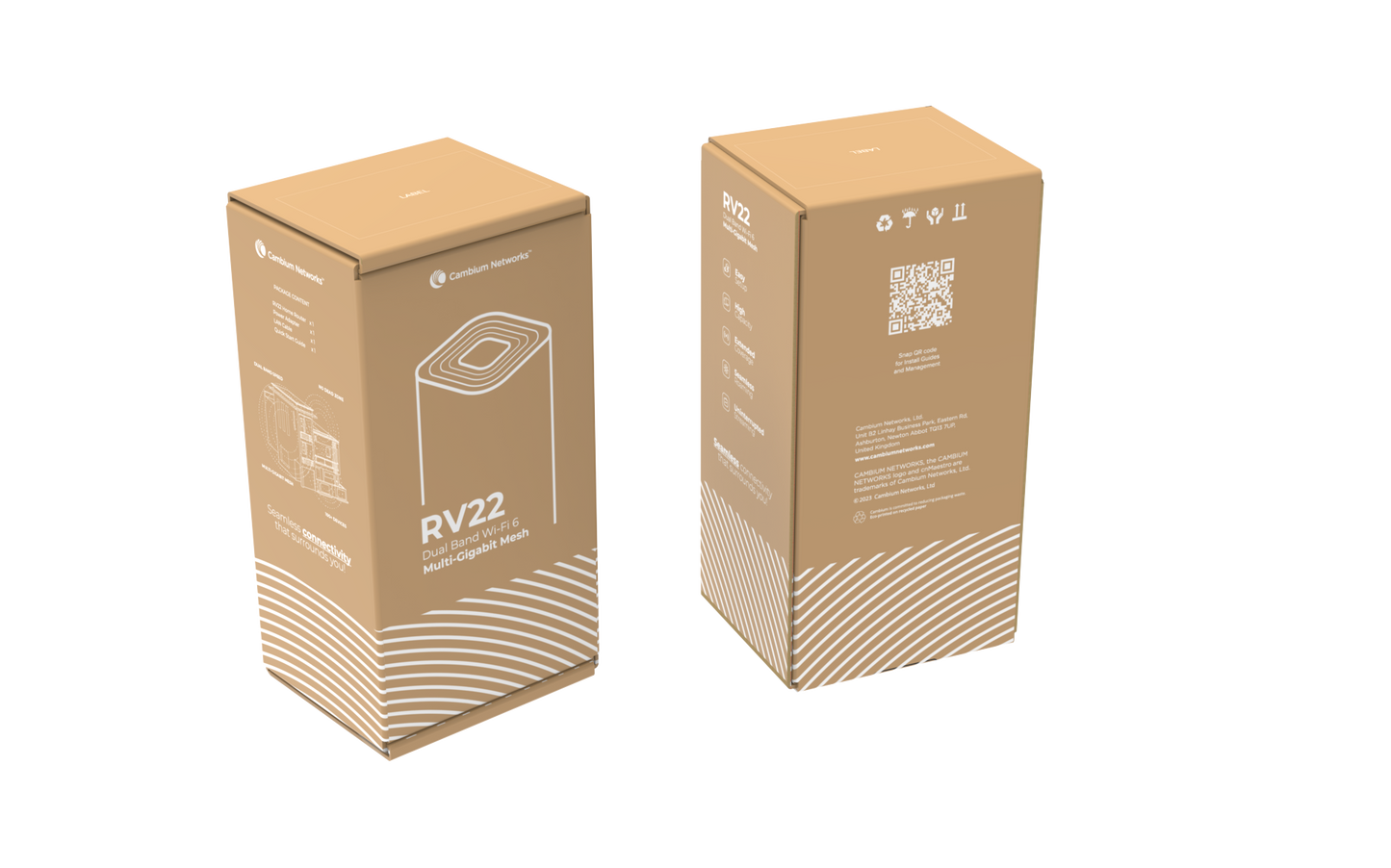 Brown cardboard box for Cambium Networks RV22 Wi-Fi 6 air purifier
