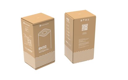 Brown cardboard box for Cambium Networks RV22 Wi-Fi 6 air purifier