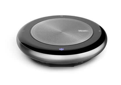 Yealink CP700-BT-TEAMS black silver circular conference phone with perforated grille