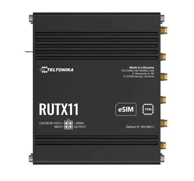 Teltonika RUTX11240000 | RUTX11 Industrial 4G LTE CAT6 eSIM Router, Dual-SIM, Wi-Fi 5