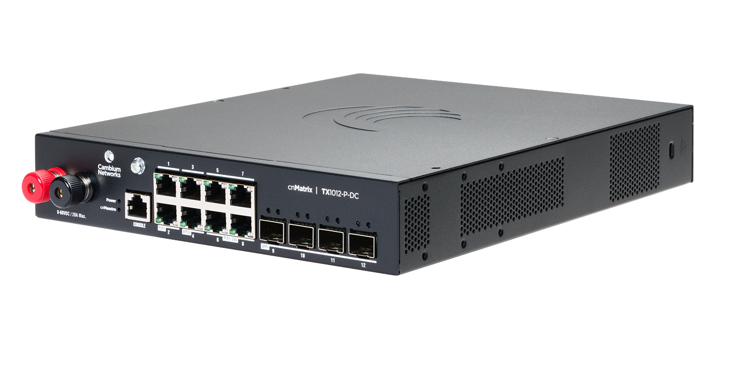 Cambium Networks cnMatrix TX1012-P-DC switch with 12x 1GbE PoE ports