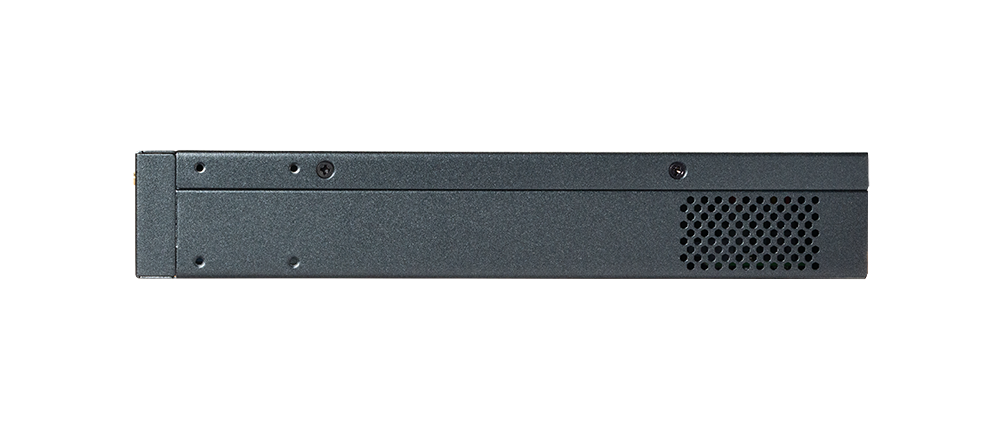 Back of black Cambium Networks cnMatrix TX2012R-P server rack with perforated grille