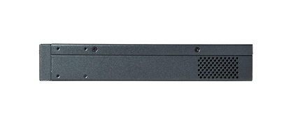 Back of black Cambium Networks cnMatrix TX2012R-P server rack with perforated grille