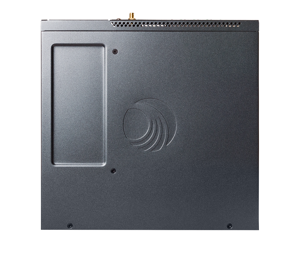 Rear view of Cambium Networks cnMatrix TX2012R-P black matte chassis with embossed logo
