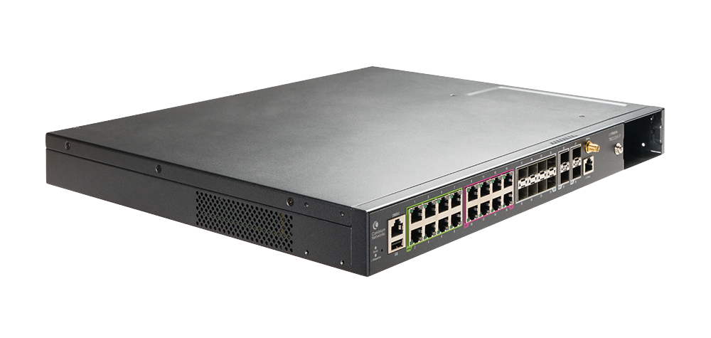 Cambium cnMatrix TX2028RF-P black metal switch with PoE ports and vents