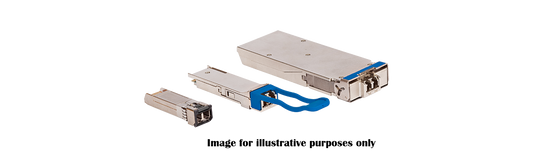 Silver-colored arista sfp-25g-er 25gbase-er sfp28 transceiver modules with blue handles and metallic connectors